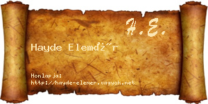 Hayde Elemér névjegykártya